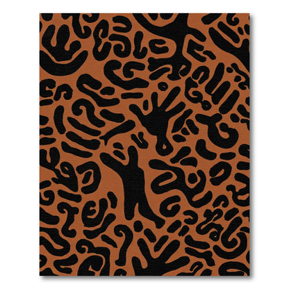 Earthy Black Amoeba Abstract Rug