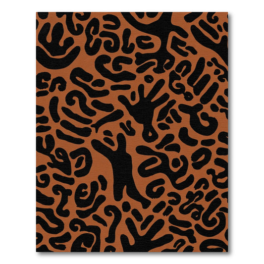 Earthy Black Amoeba Abstract Rug
