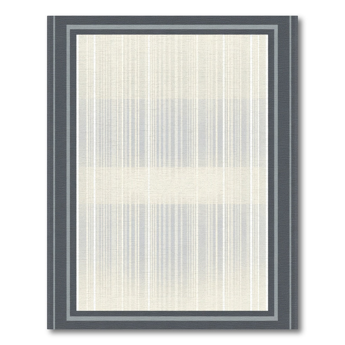 Cream Gray Striped Border Rug