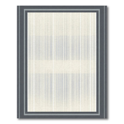 Cream Gray Striped Border Rug
