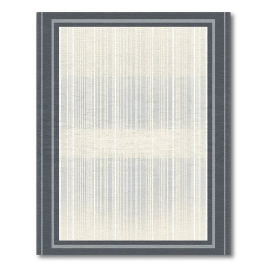 Cream Gray Striped Border Rug