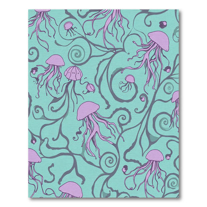Purple Jellyfish Teal Swirls Rug