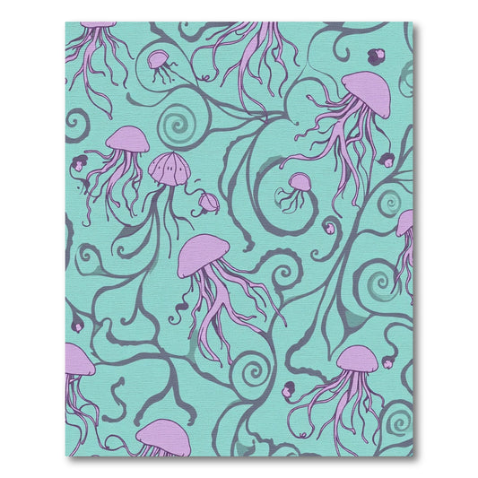Purple Jellyfish Teal Swirls Rug