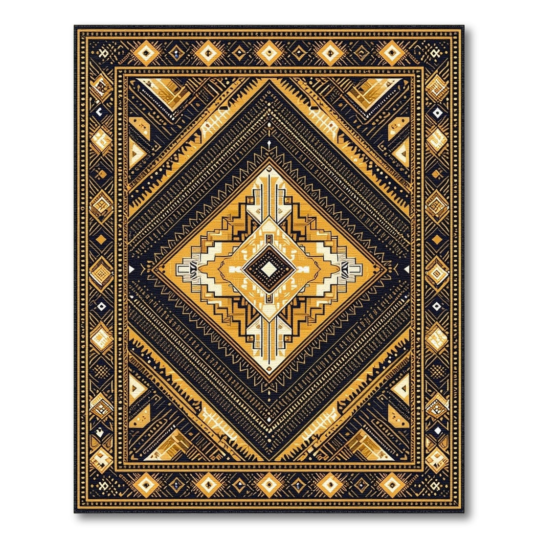 Black Gold Tribal Diamond Area Rug