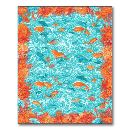Ocean Fish Coral Washable Area Rug