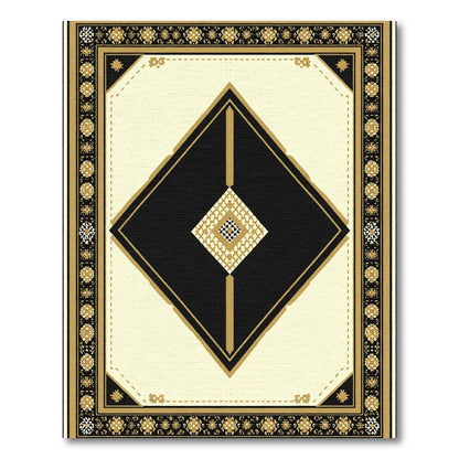 Bold Black Gold Diamond Frame Rug