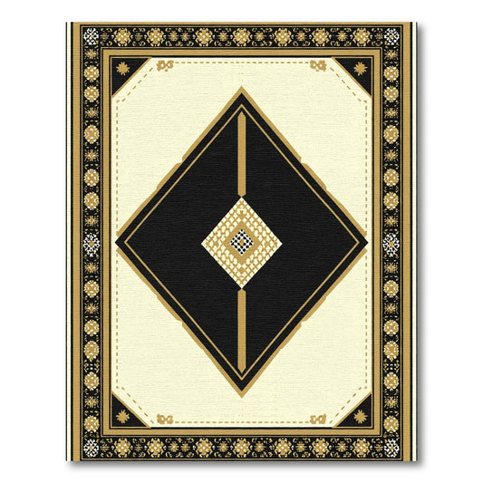 Bold Black Gold Diamond Frame Rug