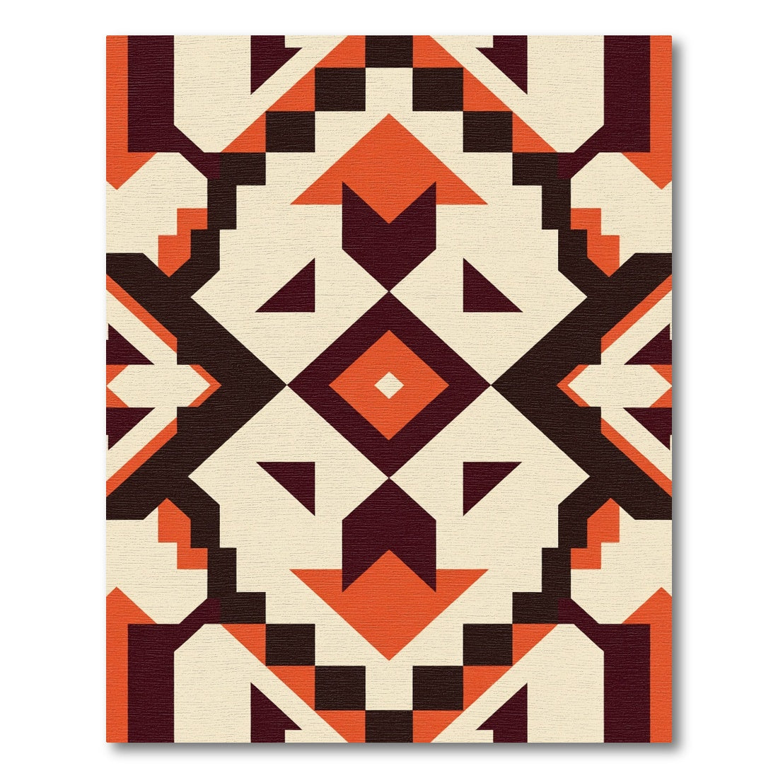 Geometric Crimson Orange Earthy Diamond Rug