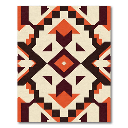 Geometric Crimson Orange Earthy Diamond Rug