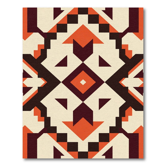 Geometric Crimson Orange Earthy Diamond Rug
