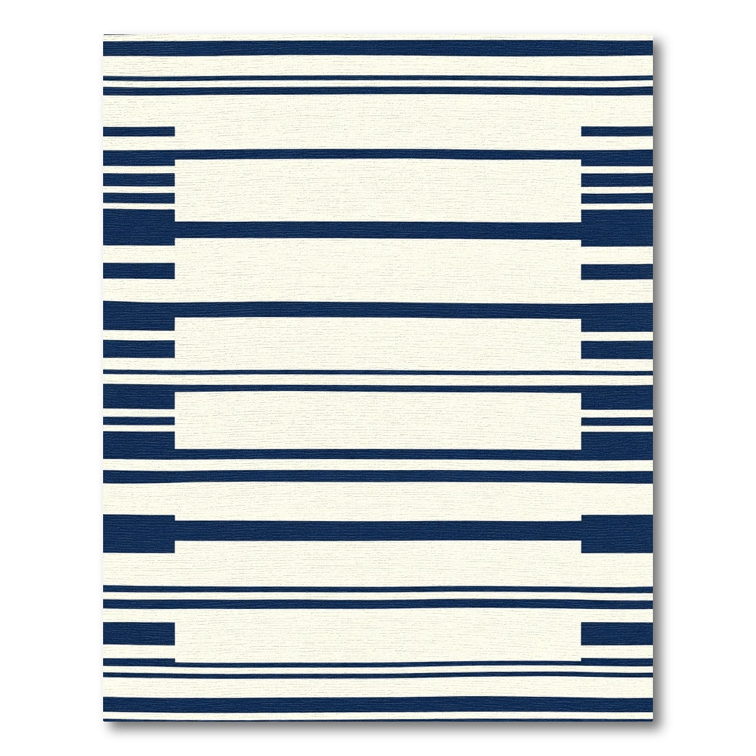 Navy White Stripe Geometric Rug