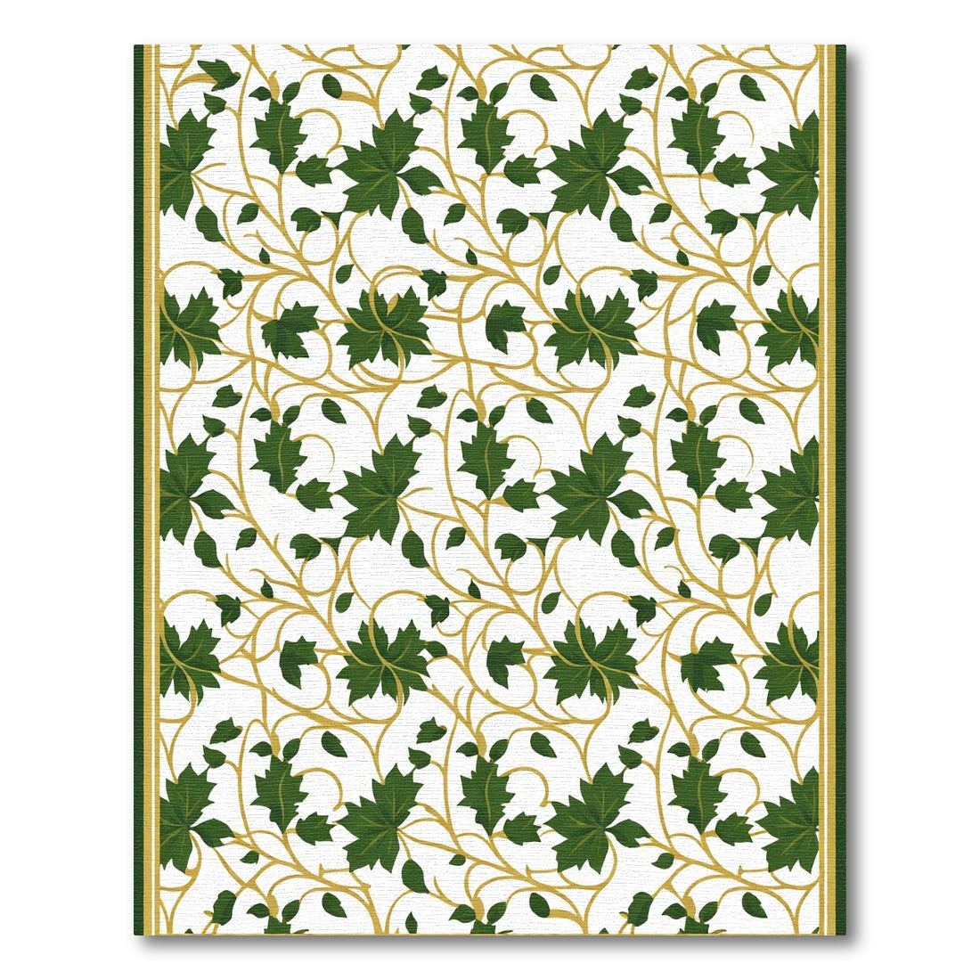 Green Leaf Vine Scroll Border Rug
