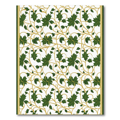 Green Leaf Vine Scroll Border Rug