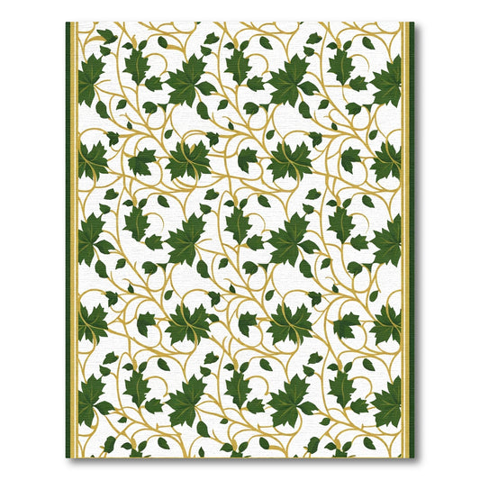 Green Leaf Vine Scroll Border Rug