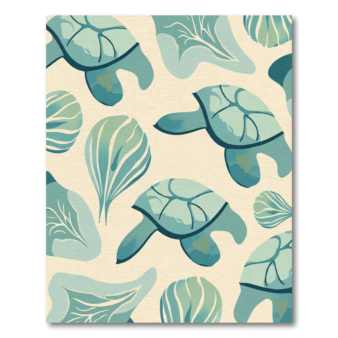 Teal Sea Turtle Watercolor Illustration Rug
