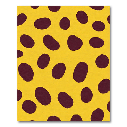 Bold Yellow Burgundy Polka Dot Rug