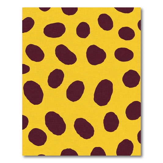Bold Yellow Burgundy Polka Dot Rug