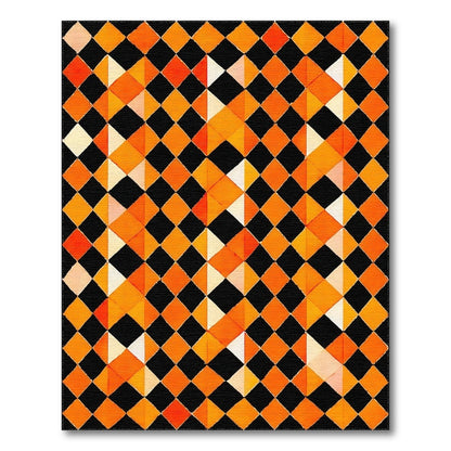 Geometric Modern Orange Geometric Diamond Area Rug
