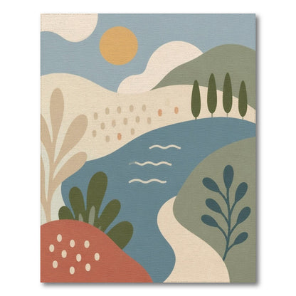 Blue River Abstract Landscape Area Rug