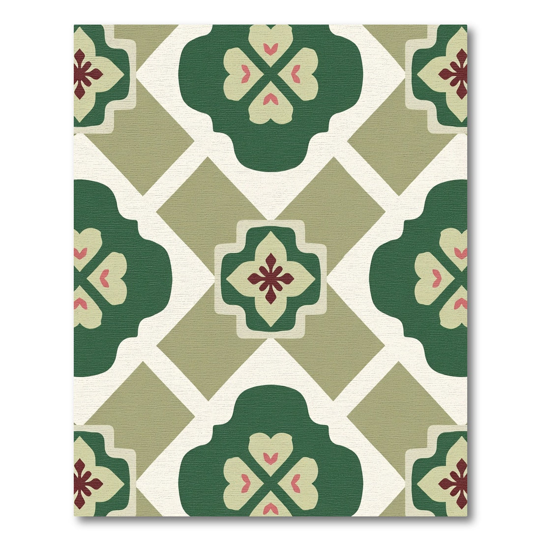 Green Floral Garden Lattice Rug