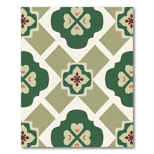 Green Floral Garden Lattice Rug