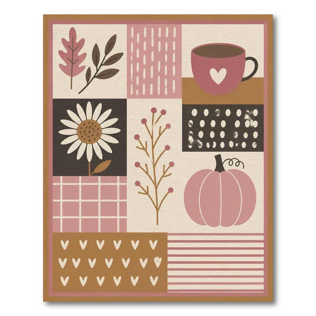 Pink Autumn Patchwork Area Rug