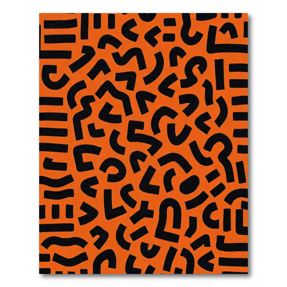 Retro Black Abstract Organic Shapes Rug