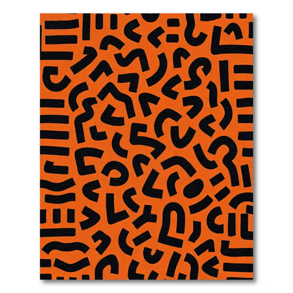 Retro Black Abstract Organic Shapes Rug