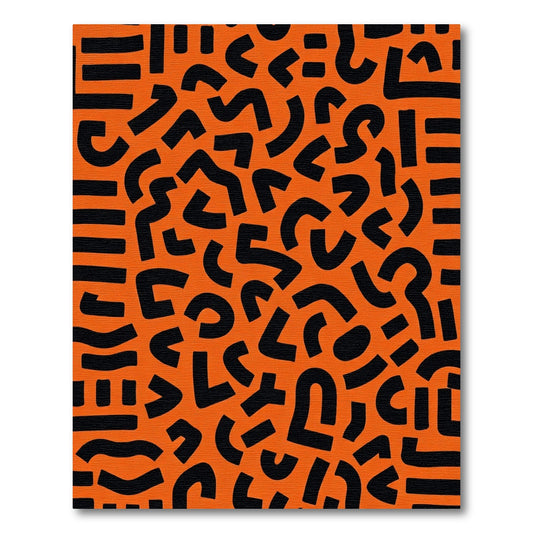 Retro Black Abstract Organic Shapes Rug
