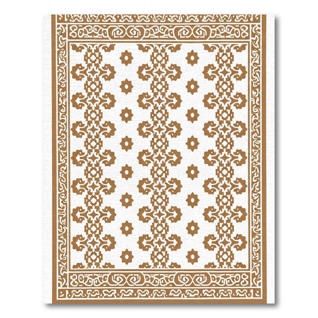 Antique Gold Intricate Medallion Border Rug