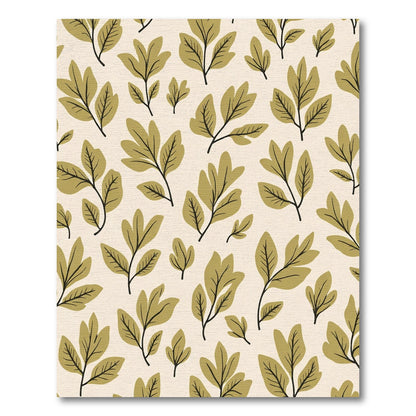 Olive Green Botanical Branch Arrangement Rug