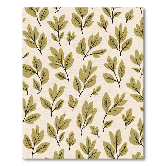 Olive Green Botanical Branch Arrangement Rug