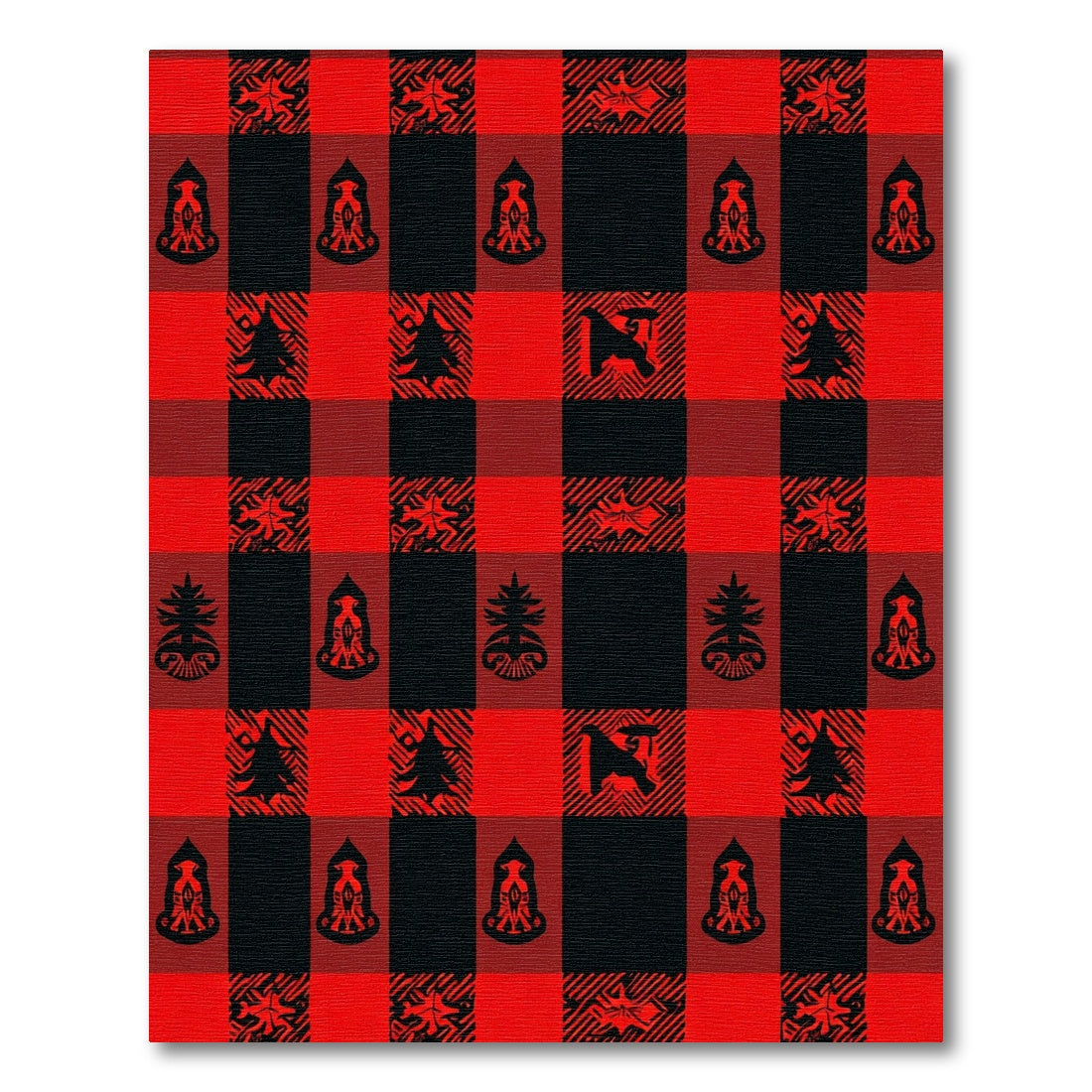 Red Black Buffalo Check Woodland Icons Rug
