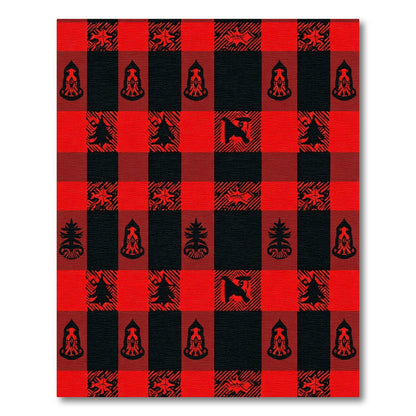 Red Black Buffalo Check Woodland Icons Rug