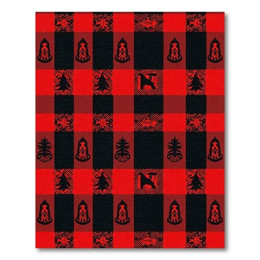 Red Black Buffalo Check Woodland Icons Rug