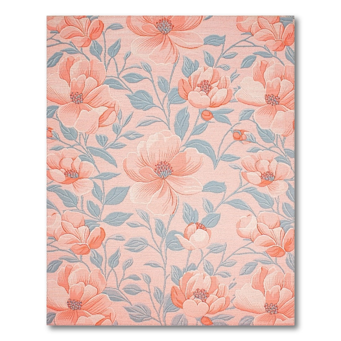 Pink Floral Vintage Washable No. 58 Area Rug