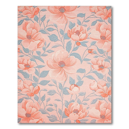 Pink Floral Vintage Washable No. 58 Area Rug