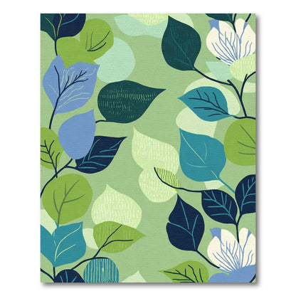 Modern Green Leafy Branch Arrangement Rug