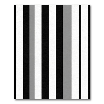 Bold Black White Gray Stripe Rug