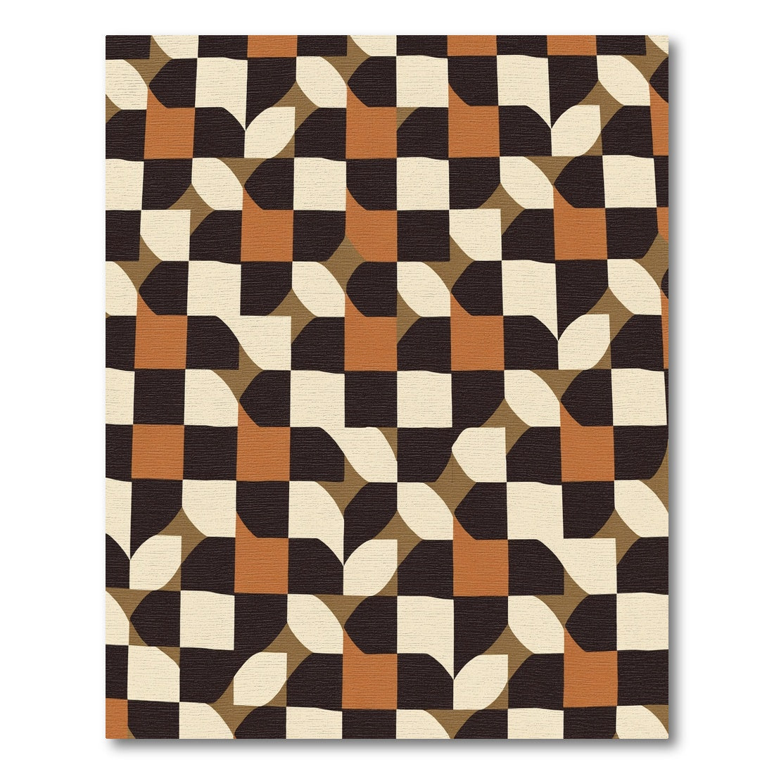 Retro Checkered Squares Interlocking Design Rug