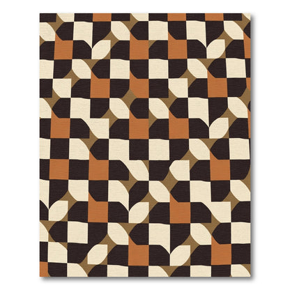 Retro Checkered Squares Interlocking Design Rug