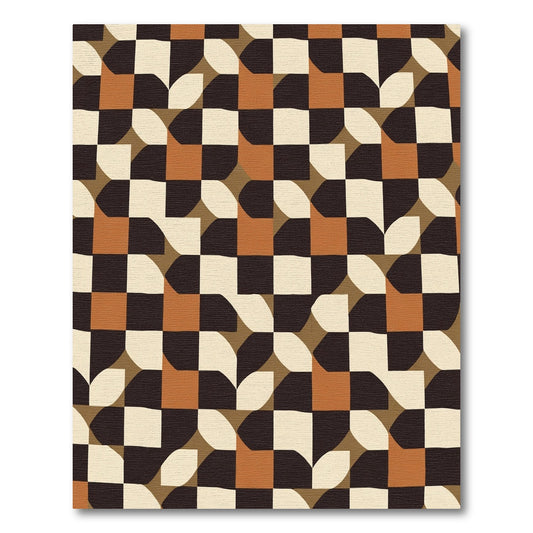 Retro Checkered Squares Interlocking Design Rug