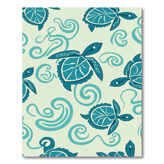 Ocean Blue Turtle Wave Art Rug