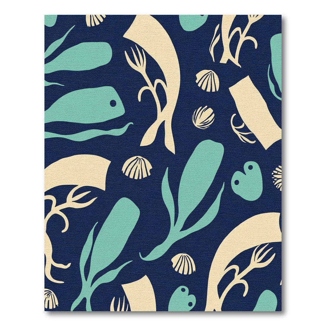 Aqua Teal Marine Life Collage Rug