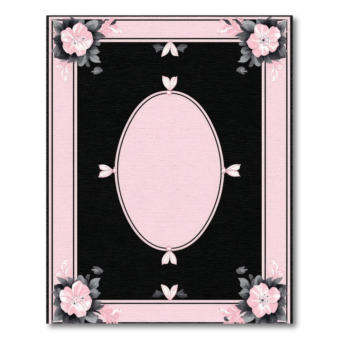 Pink Floral Vintage Oval Area Rug