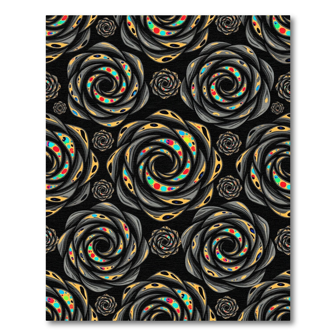 Abstract Black And Yellow Swirls Rug