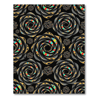 Abstract Black And Yellow Swirls Rug