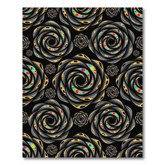 Abstract Black And Yellow Swirls Rug