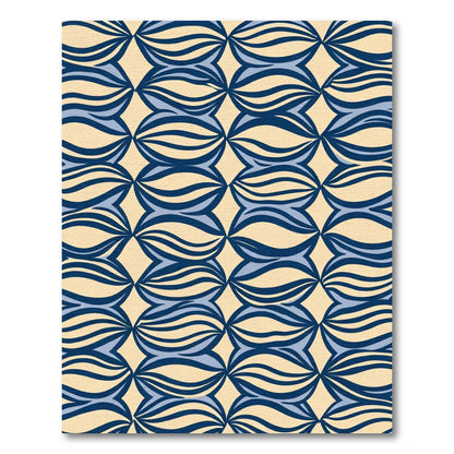 Navy Blue Cream Organic Wave Rug