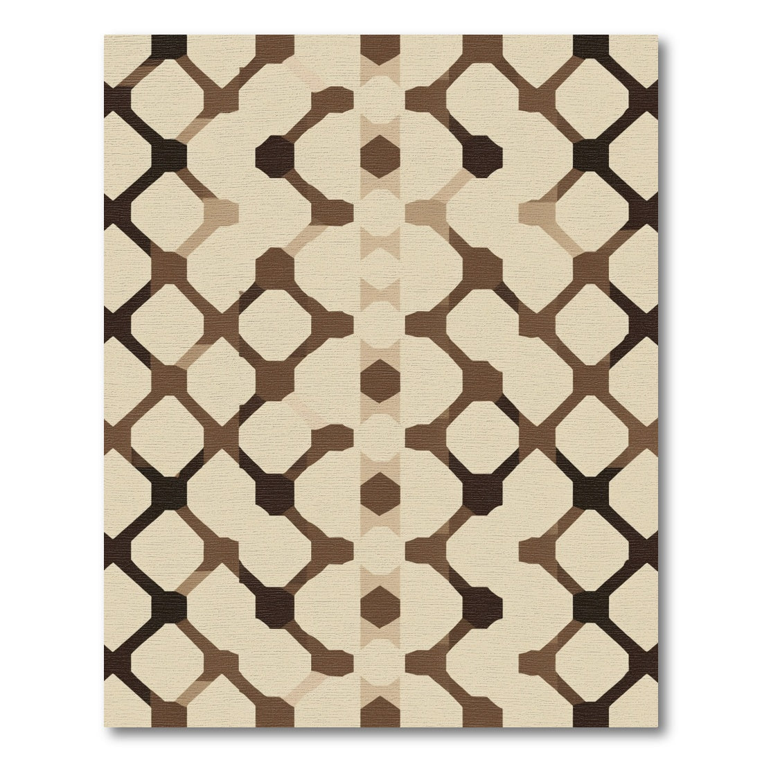 Geometric Lattice Beige Brown Rug
